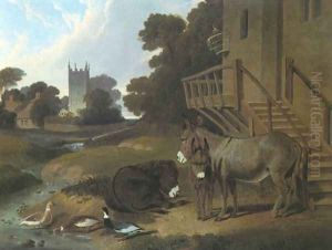 Donkey And Ducks 1833 by John Frederick Herring Snr