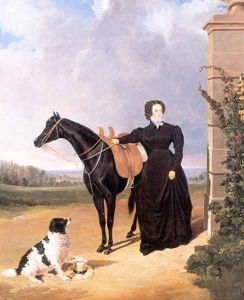 Lady With Her Mount and Spaniel 1823 by John Frederick Herring Snr