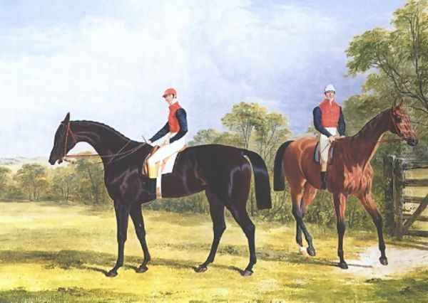 Industry & Caroline With Jockeys Up - view 1