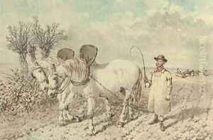 A labourer with a ploughing team by John Frederick Herring Snr