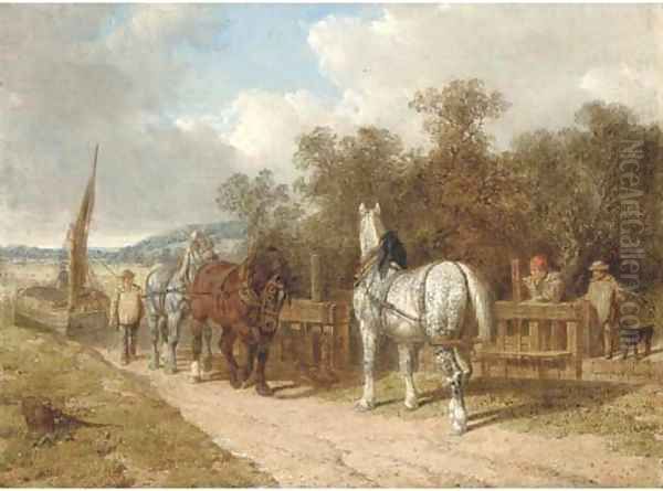 Barge horses by a lock - view 1