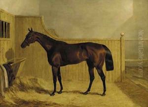 Mr Ridsdale's Bloomsbury, winner of the 1839 Derby, in a stable