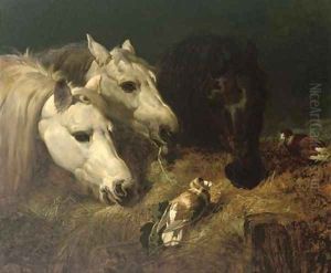 Sharing the hay by John Frederick Herring Snr