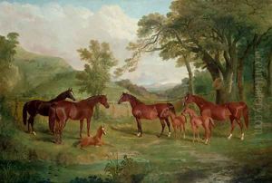 The Streatlam Stud, Mares and Foals by John Frederick Herring Snr