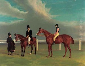 The Colonel, a chestnut racehorse, winner of the Great St. Leger Stakes, Doncaster, 1828, with William Scott up, the Hon. Edward Petre