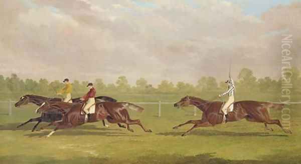 The Doncaster Gold Cup of 1835 with Lord Westminster's colt Touchstone, with William Scott up, Mr. Richardson's colt Hornsea - view 1