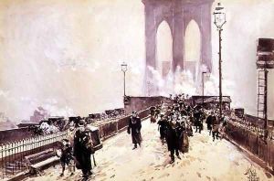 A Winter Day on Brooklyn Bridge by Childe Hassam