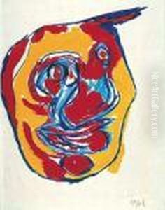 Tete
Gouache Et Craie Grasse Sur Impression Sur Pierre