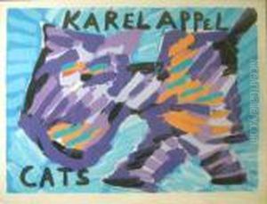 'cats', Lithograph, 56cm X 75cm, Framed