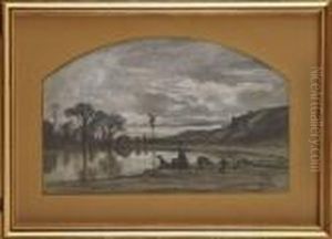 Berger Et Son Chien Se Reposant Pres D'une Riviere by Adolphe Appian