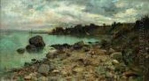 Bord De Lac Au Soleil Couchant, Paysage Anime