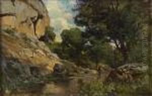 Pecheur Au Bord De La Riviere