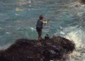 Fischer In Den Klippen Von Collioure by Adolphe Appian