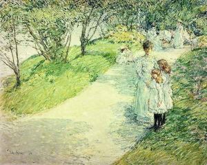 Promenaders in the garden, 1898 by Childe Hassam