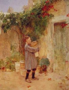 Boy with Flower Pots by Childe Hassam