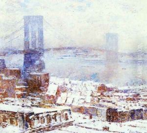 Brooklyn Bridge in Winter by Childe Hassam