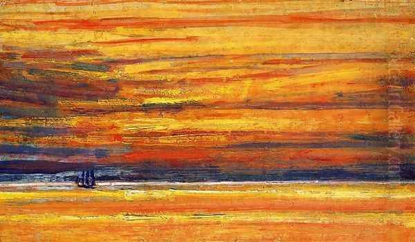 Sailing Vessel at Sea, Sunset - view 1