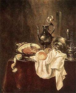 Ham and Silverware 1649 by Willem Claesz. Heda