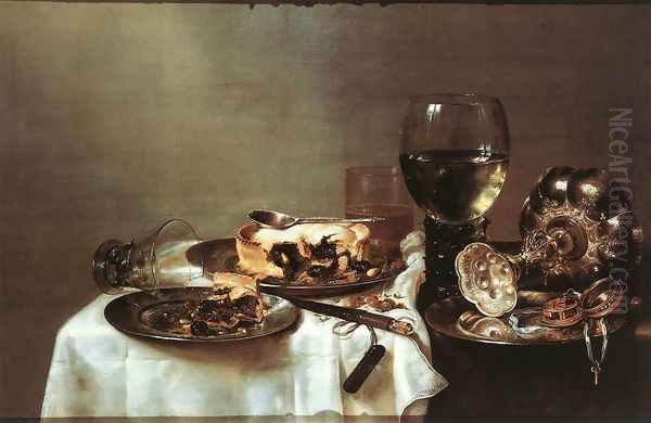 Breakfast Table with Blackberry Pie 1631 by Willem Claesz. Heda
