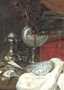 A nautilus cup with a silver salt
