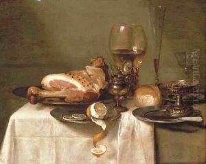 A ham on a pewter plate