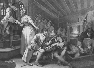 Idle 'Prentice Betray'd by his whore, and Taken in a Night Cellar with his Accomplice by William Hogarth