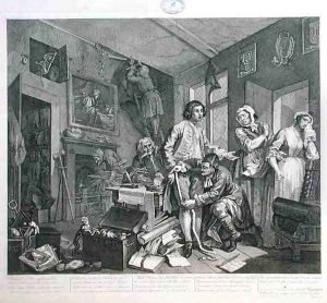 The Young Heir Takes Possession of the Misers Effects plate I from A Rakes Progress 2