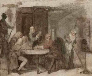 An unfinished scene from A Rakes Progress by William Hogarth