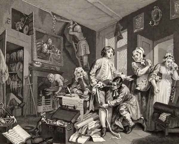 The Young Heir Takes Possession of the Misers Effects plate I from A Rakes Progress - view 1