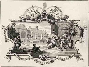 Ticket for the Tiverton School Feast 1740 from The Works of Hogarth Ticket for the Tiverton School Feast 1740 from The Works of Hogarth