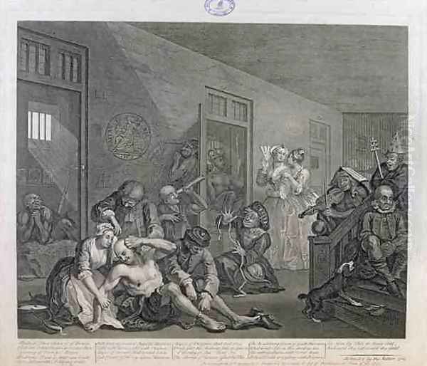 The Rake in Bedlam plate VIII from A Rakes Progress - view 1