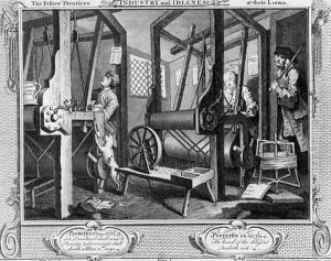 Industry and Idleness The Fellow Prentices at their Looms plate 1 by William Hogarth