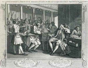 The Industrious Prentice Alderman of London the Idle one Impeachd Before Him by his Accomplice plate X of Industry and Idleness by William Hogarth