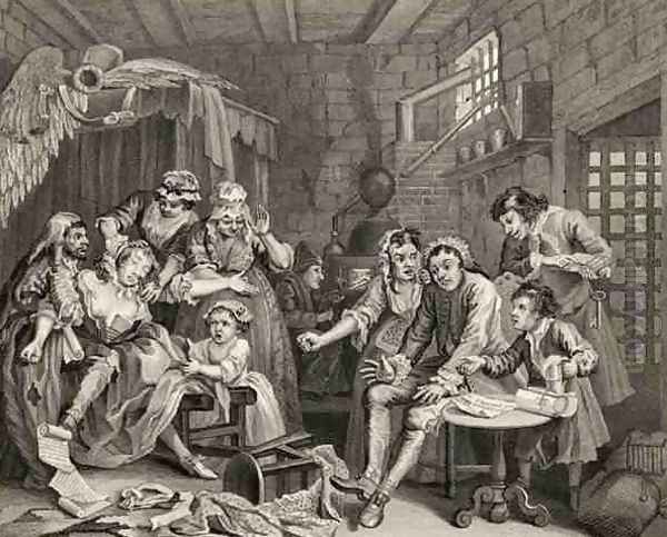 The Prison Scene plate VII from A Rakes Progress from The Works of William Hogarth - view 1