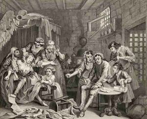 The Prison Scene plate VII from A Rakes Progress from The Works of William Hogarth by William Hogarth