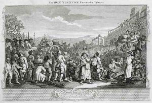 The Idle Prentice Executed at Tyburn plate XI of Industry and Idleness by William Hogarth