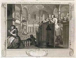 The Industrious Prentice Performing the Duty of a Christian plate II of Industry and Idleness by William Hogarth