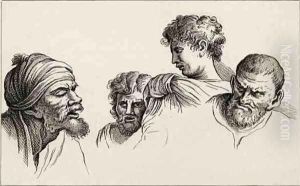 Head studies from cartoons at Hampton Court from The Works of Hogarth by William Hogarth