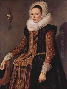 Portrait of a woman with lace collar and hood by Frans Hals