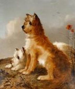 Portrait Of Two Terriers by George Armfield