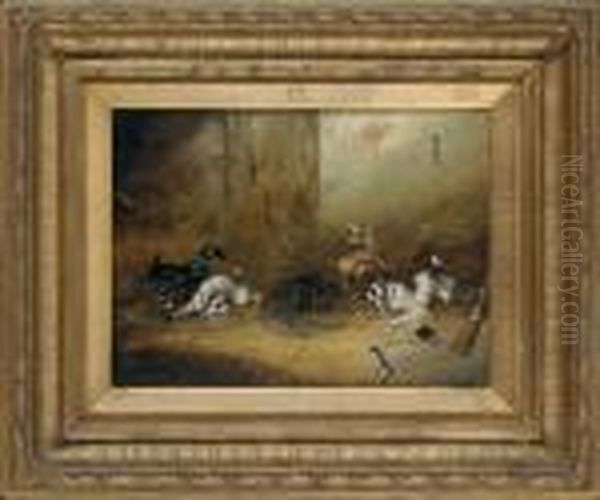 Terriers Ratting In A Barn - view 1