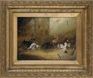 Terriers Ratting In A Barn by George Armfield