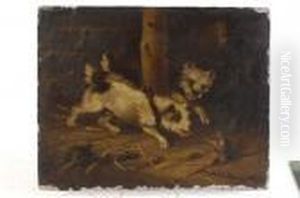 Terriers Ratting In A Barn