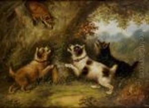 Terriers Chasing A Fox by George Armfield