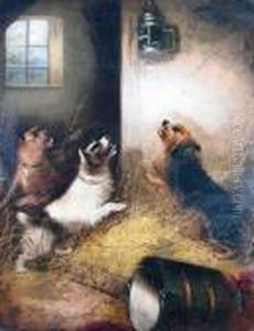Terriers Ratting In A Stable by George Armfield