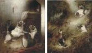 Terriers Ratting; And Terriers With A Fox And Pheasant by George Armfield