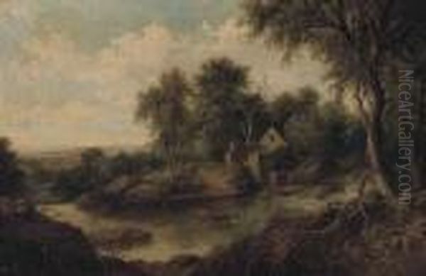 Figures In A River Landscape - view 1
