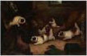 Pack Of Terriers Ratting by George Armfield