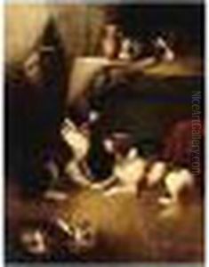 Terriers, A Pair, Both Signed, Oil On Canvas, Unframed , Eac 92 X 71 Cm.; 36 X 28 In by George Armfield