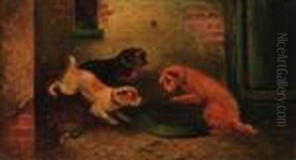 Terriers Ratting In A Barn - view 1